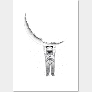 Astronaut Hanging On the Moon Posters and Art